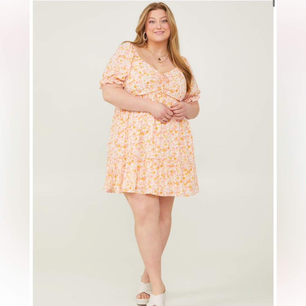 ARULA Floral Mini Dress in Pink and Orange